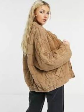 Free People Dolman Quilted Knit Jacket - XS Brown - As seen on Taylor Swift!